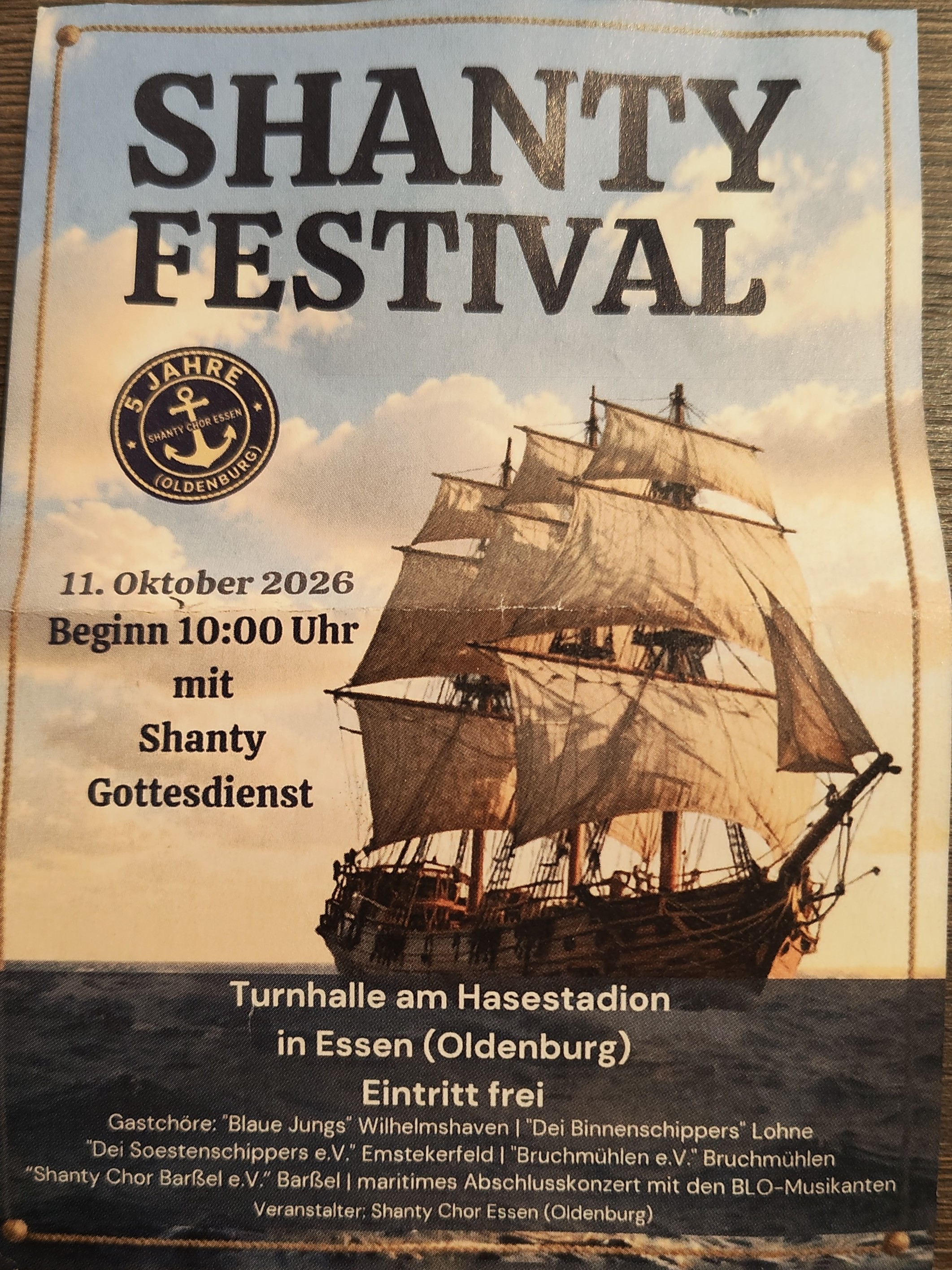Poster 5. Jubiläum Shanty Chor Essen